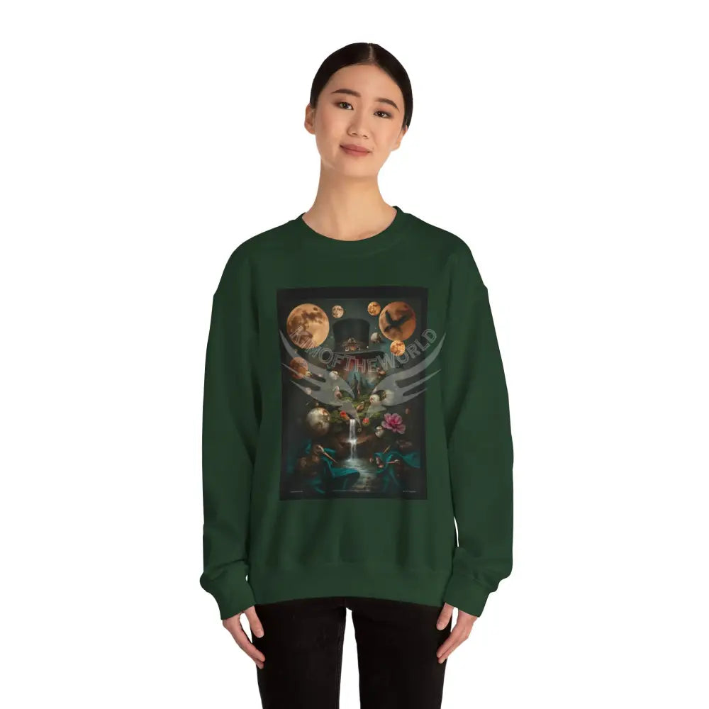 Surreal Empowered Top Hat Magician 3D Wing Scape Fantasy Signature Design Sweatshirt — Tall Giantess Fetish Art