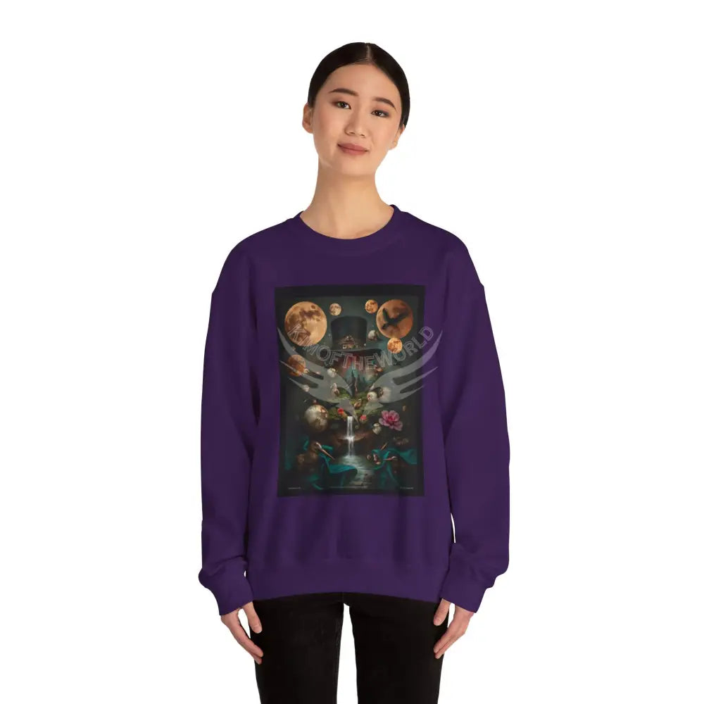 Surreal Empowered Top Hat Magician 3D Wing Scape Fantasy Signature Design Sweatshirt — Tall Giantess Fetish Art