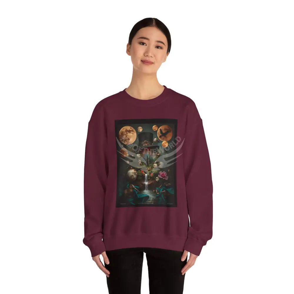 Surreal Empowered Top Hat Magician 3D Wing Scape Fantasy Signature Design Sweatshirt — Tall Giantess Fetish Art