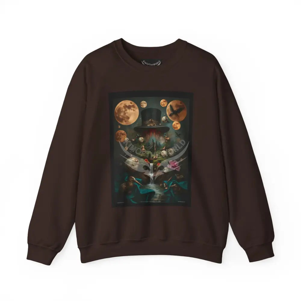 Surreal Empowered Top Hat Magician 3D Wing Scape Fantasy Signature Design Sweatshirt — Tall Giantess Fetish Art