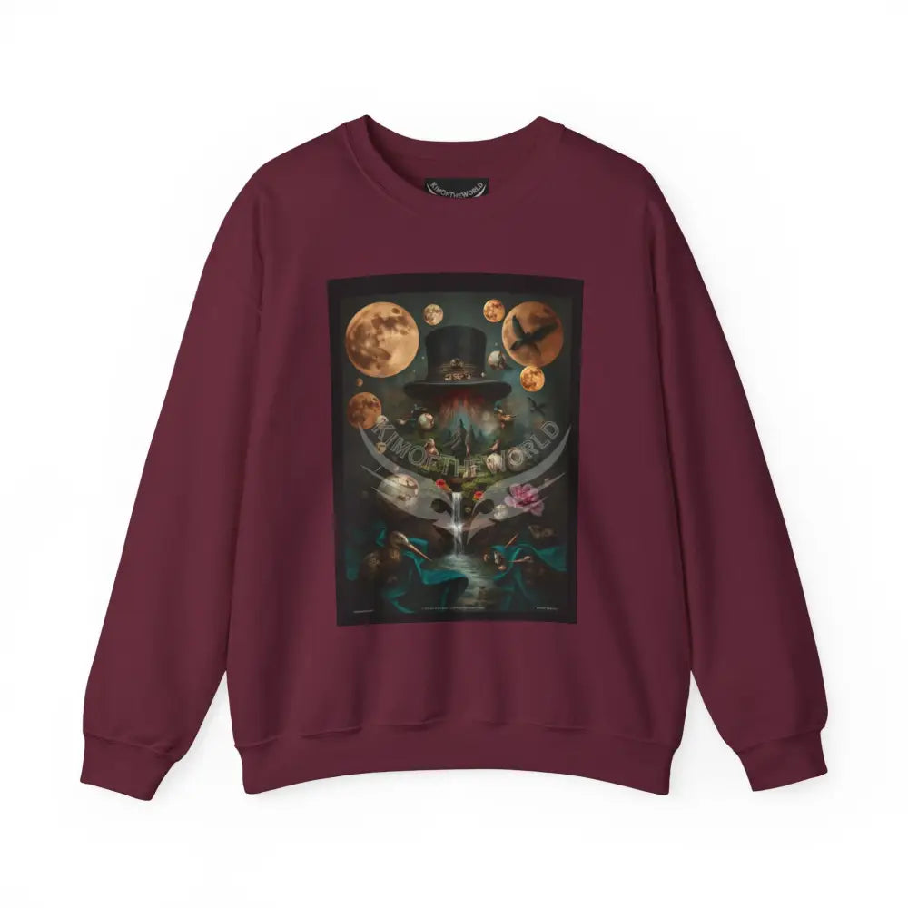 Surreal Empowered Top Hat Magician 3D Wing Scape Fantasy Signature Design Sweatshirt — Tall Giantess Fetish Art
