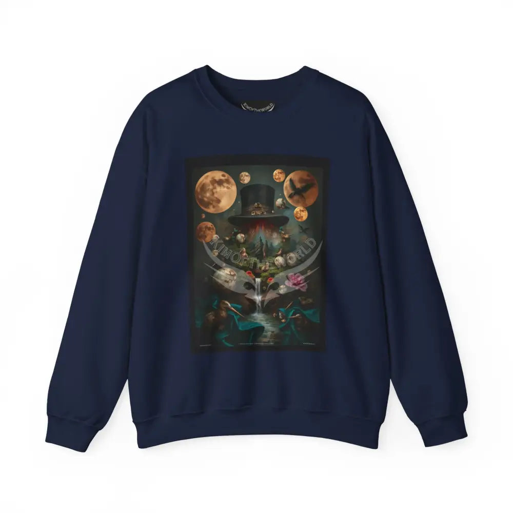 Surreal Empowered Top Hat Magician 3D Wing Scape Fantasy Signature Design Sweatshirt — Tall Giantess Fetish Art