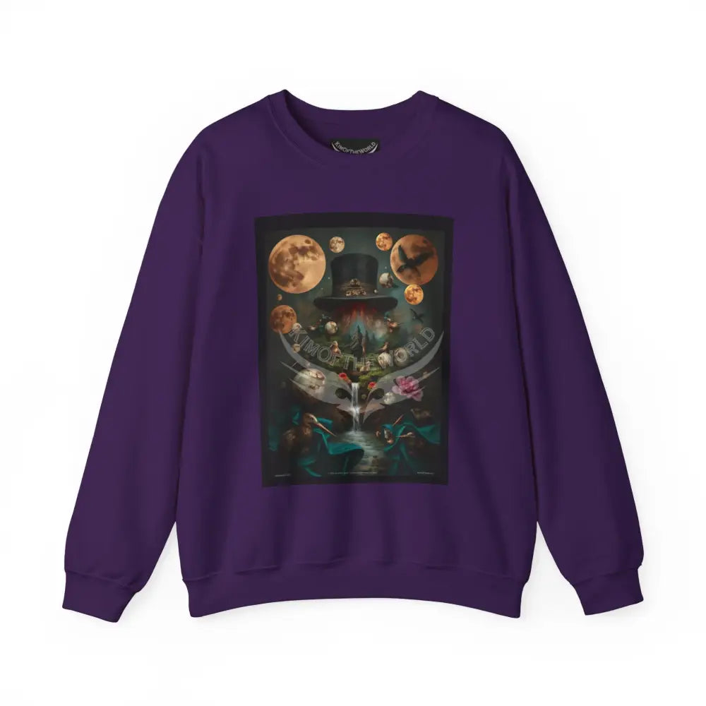 Surreal Empowered Top Hat Magician 3D Wing Scape Fantasy Signature Design Sweatshirt — Tall Giantess Fetish Art