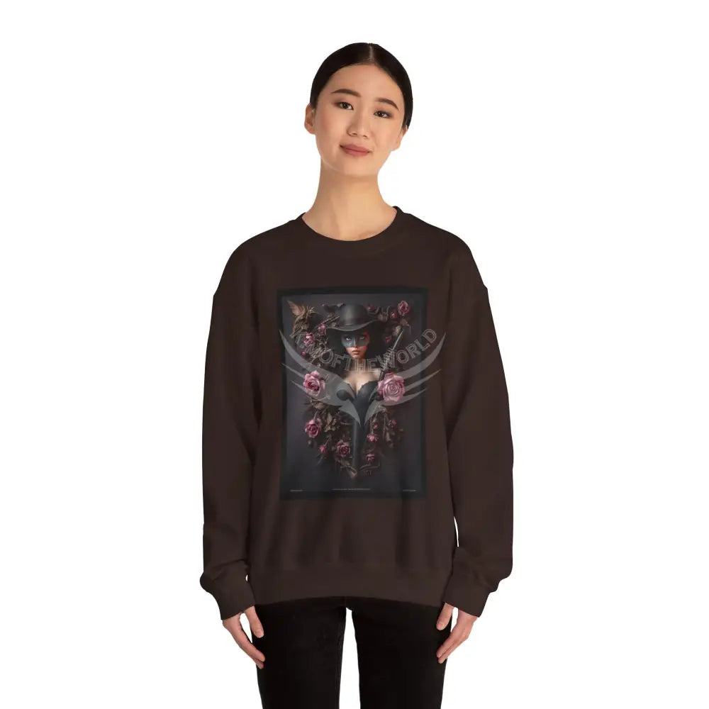 Surreal Empowered Top Hat Magician Floral Lady Fantasy Signature Design - Crewneck Sweatshirt Sweatshirt