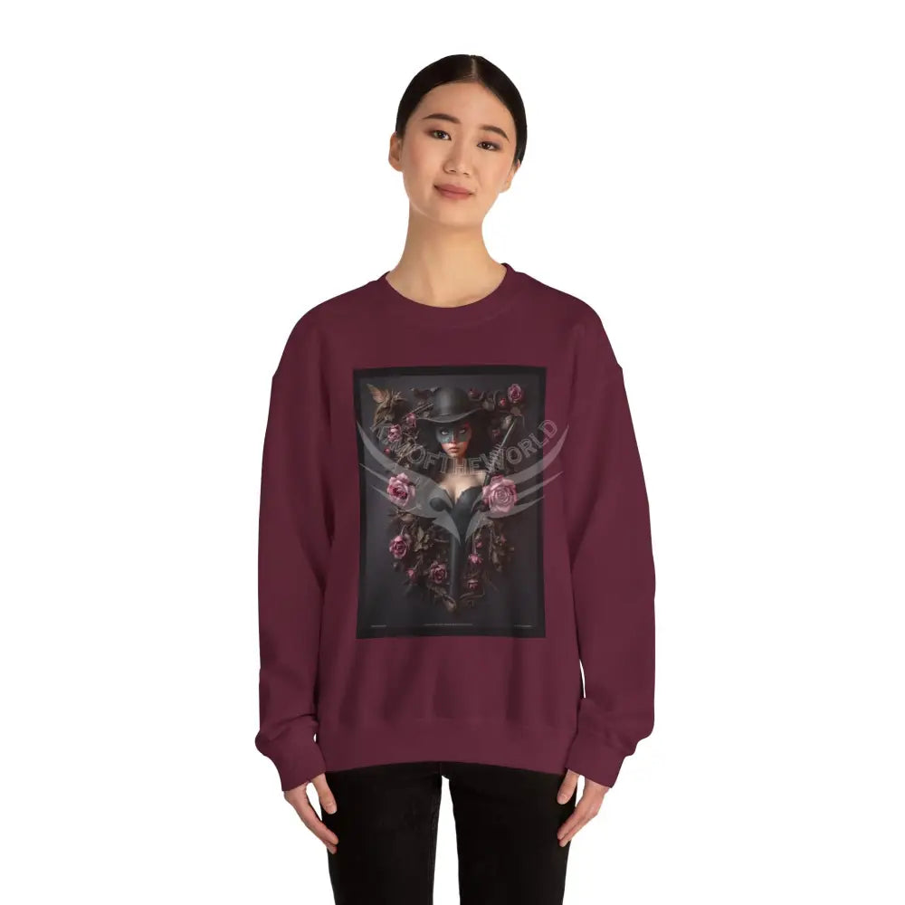 Surreal Empowered Top Hat Magician Floral Lady Fantasy Signature Design - Crewneck Sweatshirt Sweatshirt