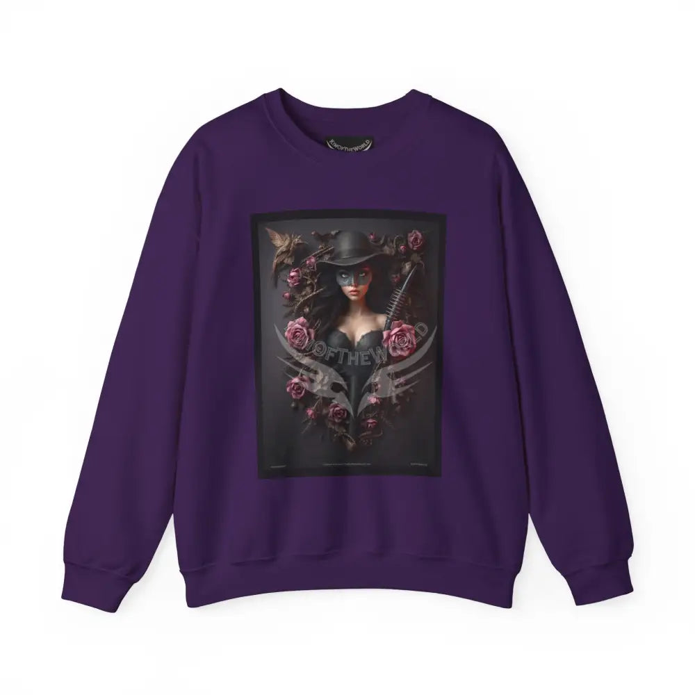 Surreal Empowered Top Hat Magician Floral Lady Fantasy Signature Design - Crewneck Sweatshirt Purple / S Sweatshirt