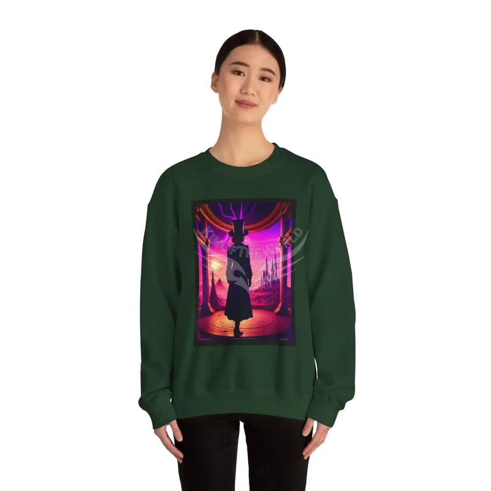Surreal Empowered Top Hat Magician Vaporwave Fantasy Signature Design Sweatshirt — Tall Giantess Fetish Art Crewneck