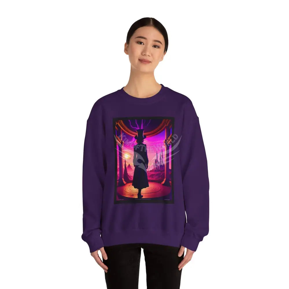 Surreal Empowered Top Hat Magician Vaporwave Fantasy Signature Design Sweatshirt — Tall Giantess Fetish Art Crewneck