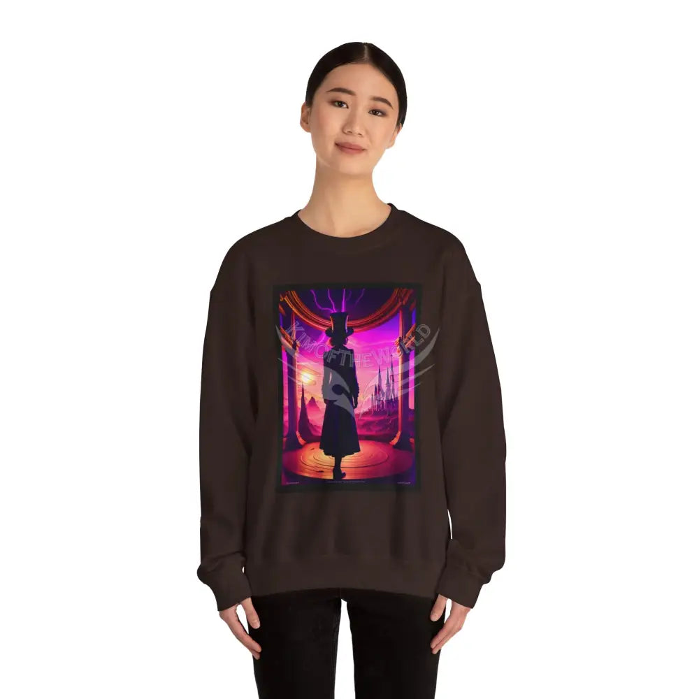 Surreal Empowered Top Hat Magician Vaporwave Fantasy Signature Design Sweatshirt — Tall Giantess Fetish Art Crewneck