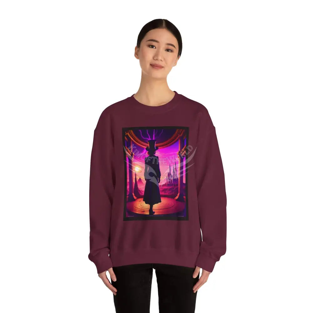 Surreal Empowered Top Hat Magician Vaporwave Fantasy Signature Design Sweatshirt — Tall Giantess Fetish Art Crewneck