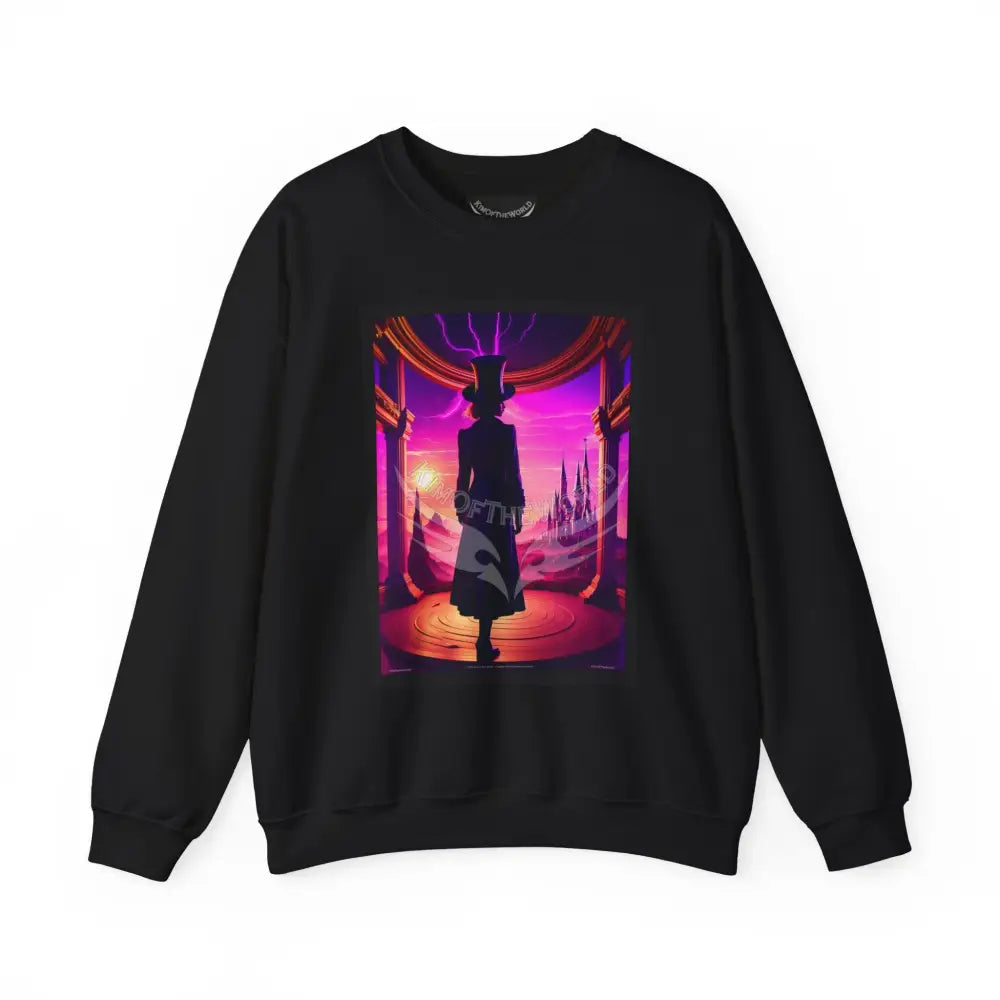Surreal Empowered Top Hat Magician Vaporwave Fantasy Signature Design Sweatshirt — Tall Giantess Fetish Art Crewneck