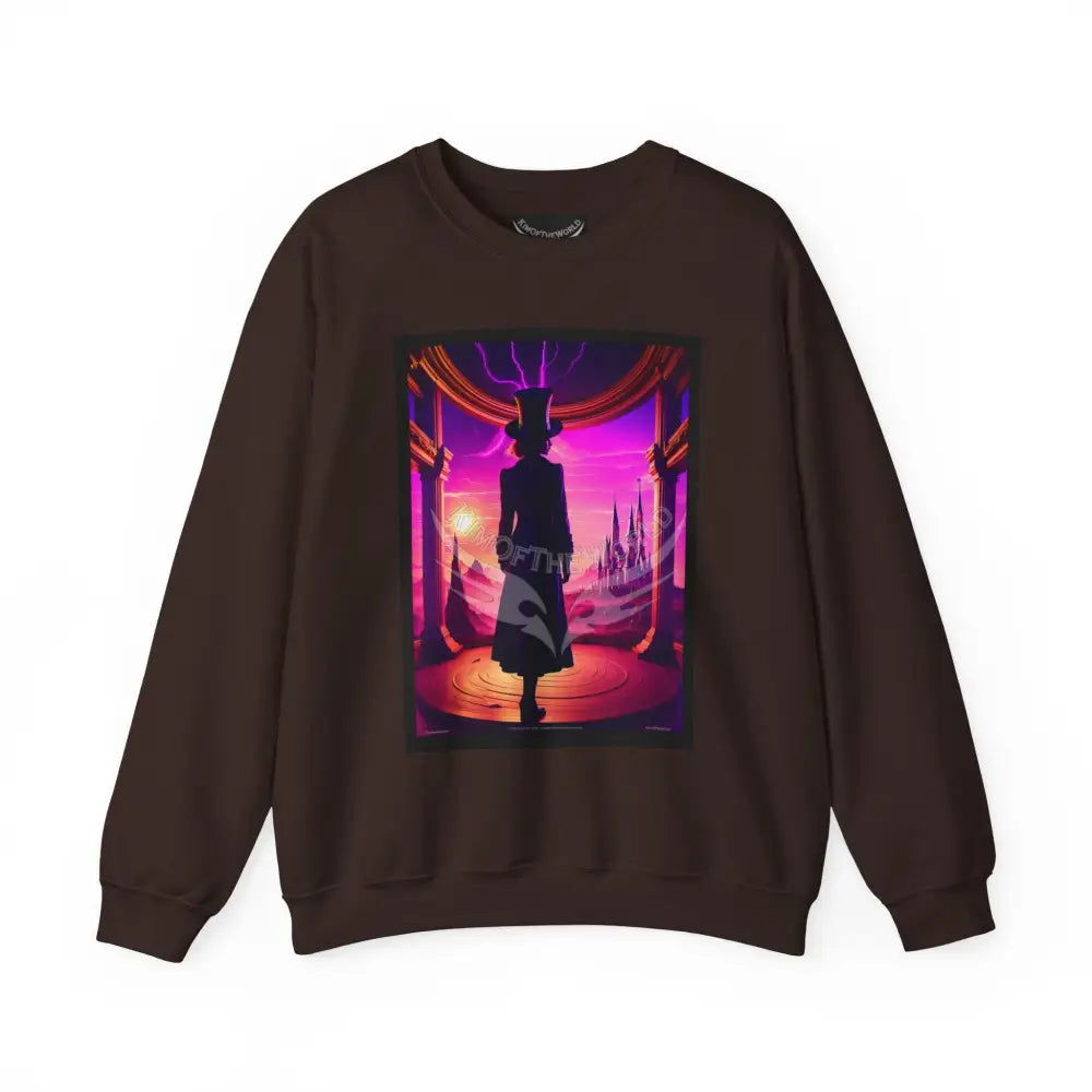 Surreal Empowered Top Hat Magician Vaporwave Fantasy Signature Design Sweatshirt — Tall Giantess Fetish Art Crewneck