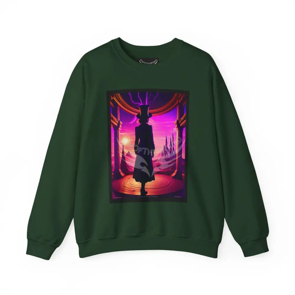 Surreal Empowered Top Hat Magician Vaporwave Fantasy Signature Design Sweatshirt — Tall Giantess Fetish Art Crewneck