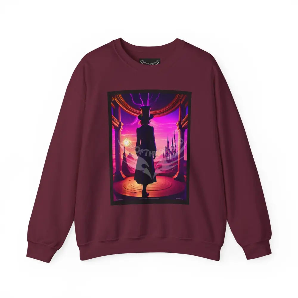 Surreal Empowered Top Hat Magician Vaporwave Fantasy Signature Design Sweatshirt — Tall Giantess Fetish Art Crewneck