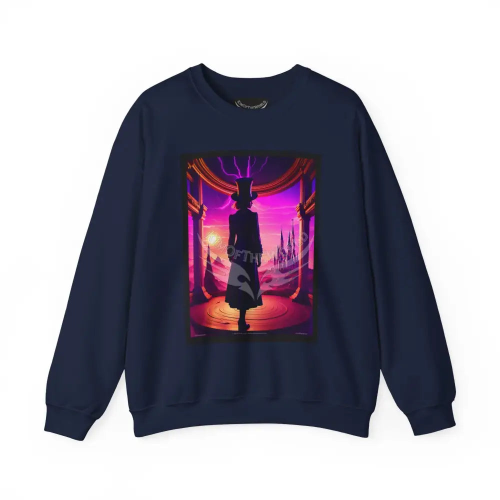 Surreal Empowered Top Hat Magician Vaporwave Fantasy Signature Design Sweatshirt — Tall Giantess Fetish Art Crewneck