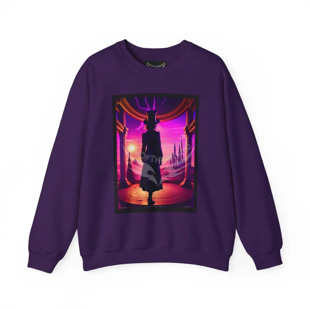 Surreal Empowered Top Hat Magician Vaporwave Fantasy Signature Design Sweatshirt — Tall Giantess Fetish Art Crewneck