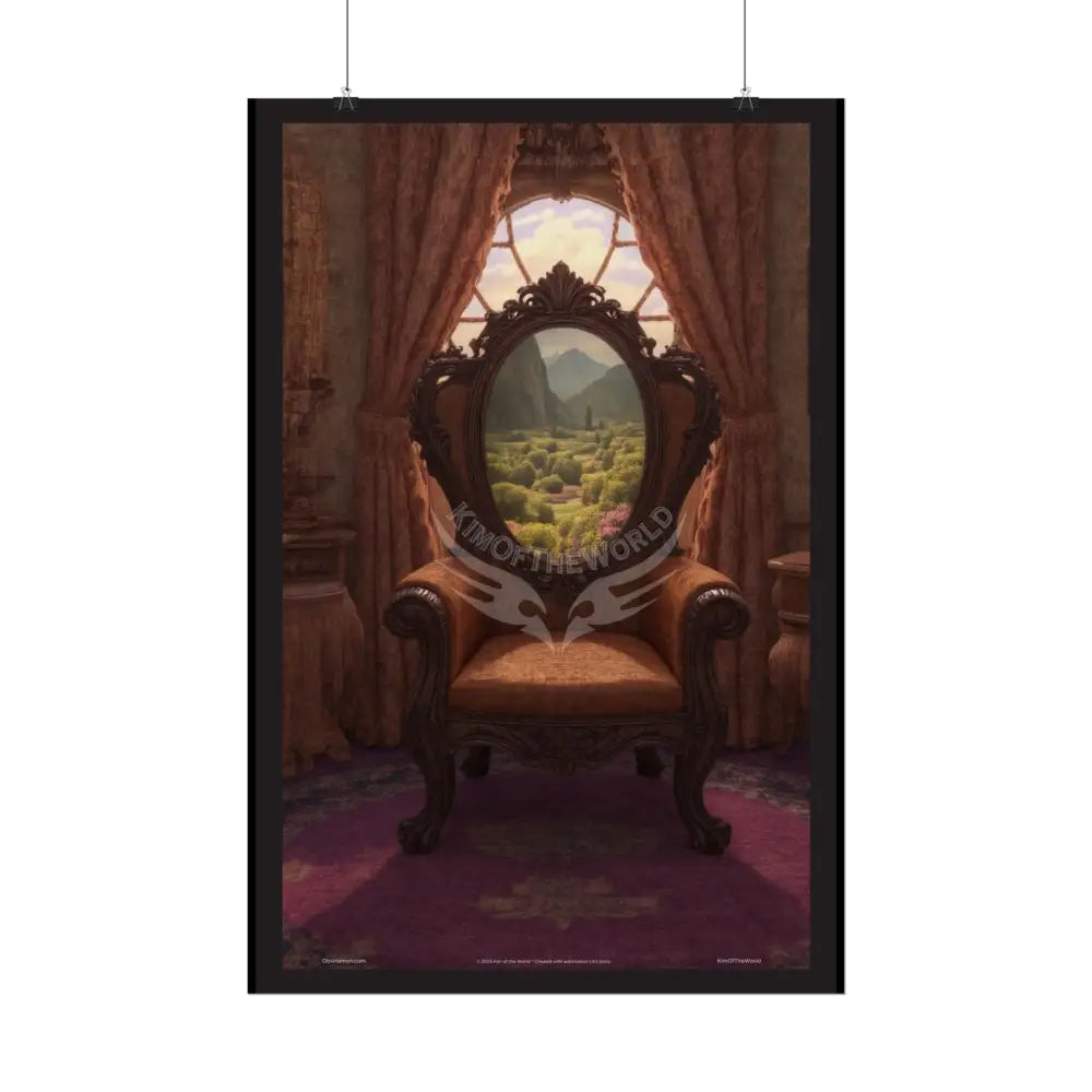 Surreal Gothic Magical Recliner Easy Chair Rolled Poster — Magical Window to Another Dimension Poster