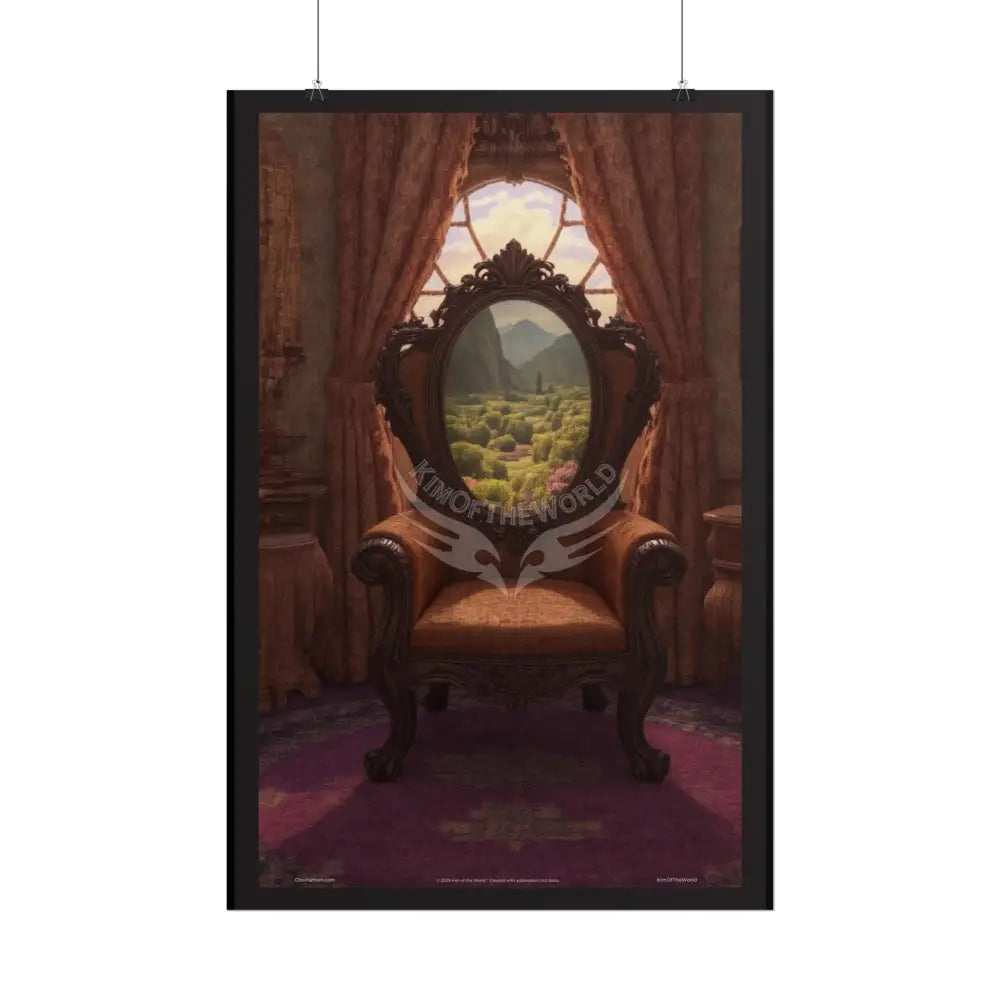 Surreal Gothic Magical Recliner Easy Chair Rolled Poster — Magical Window to Another Dimension Poster