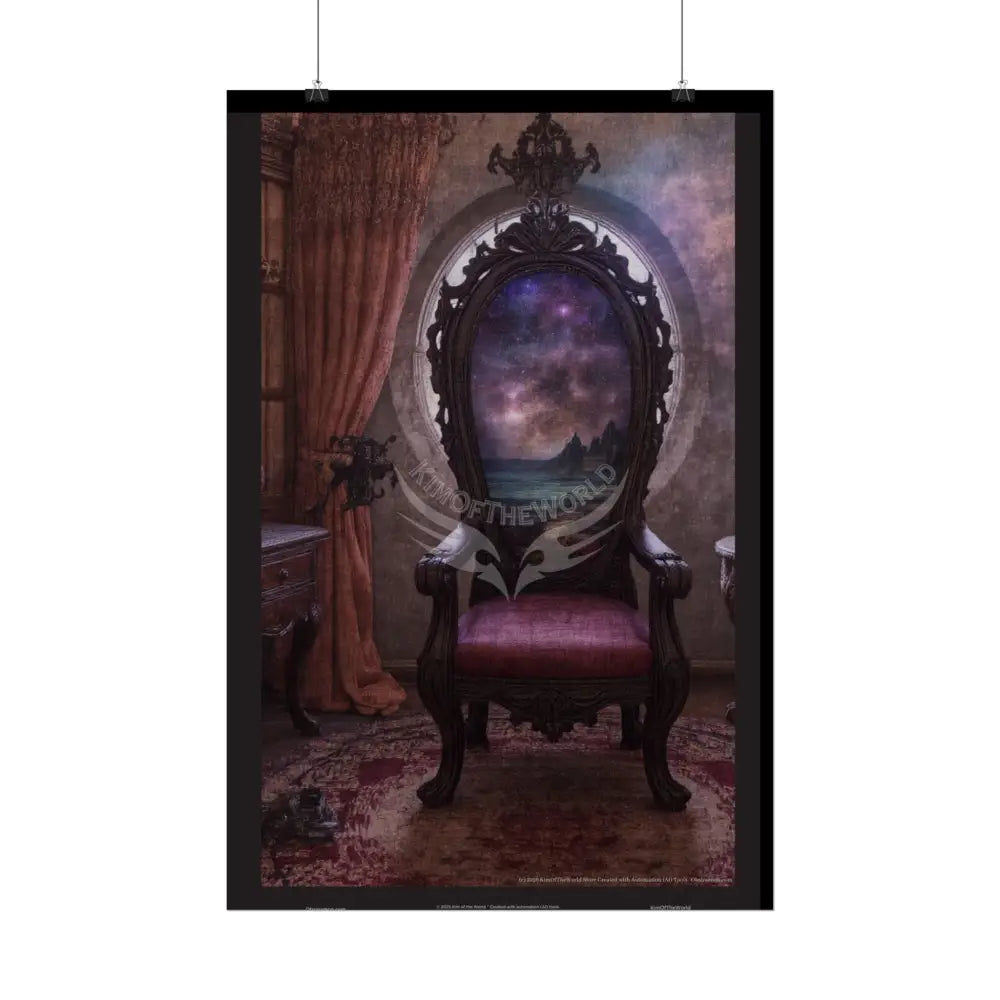 Surreal Gothic Magical Recliner Easy Chair Rolled Poster — Magical Window to Another Dimension Poster