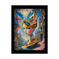 Surreal Lady Iridescent Steampunk Yellow - Framable Wall Art for Home or Office (Rolled Poster) 18″ x 24″ (Vertical)