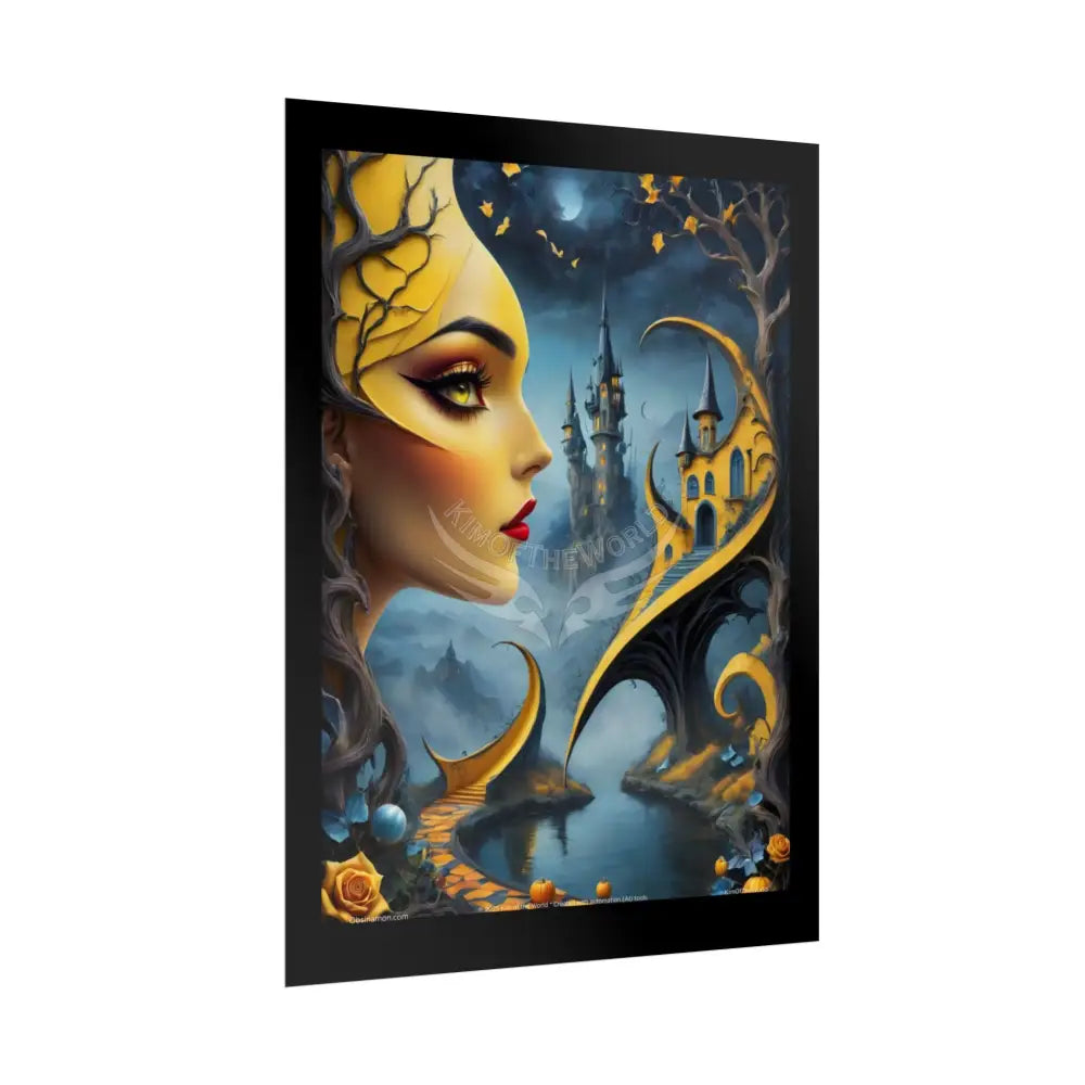 Surreal Lady Iridescent Steampunk Yellow - Framable Wall Art for Home or Office (Rolled Poster) Poster