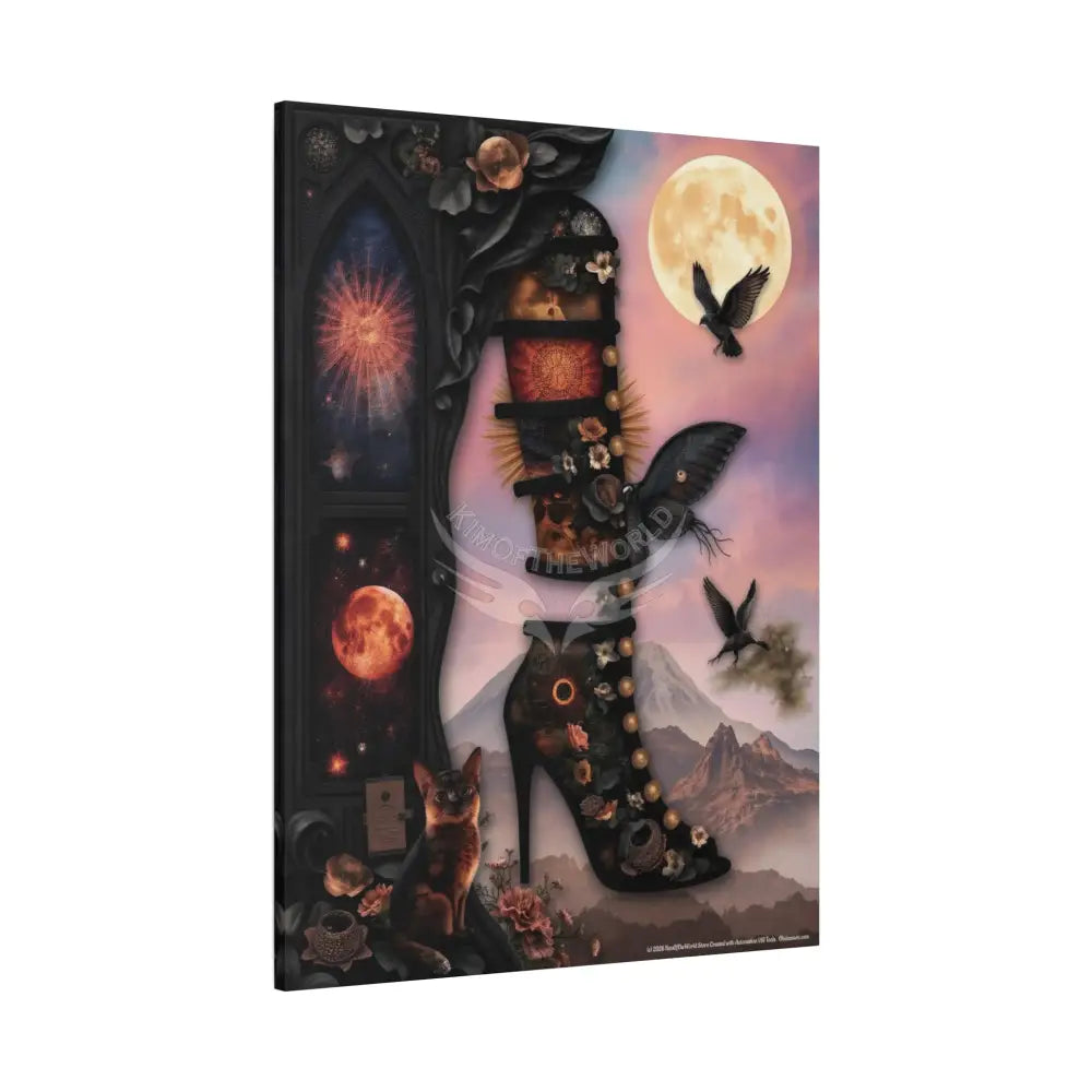 Surreal Magic Stiletto Dimensional Canvas Art — 3D Portal Shoe Lover’s Wall Decor Canvas