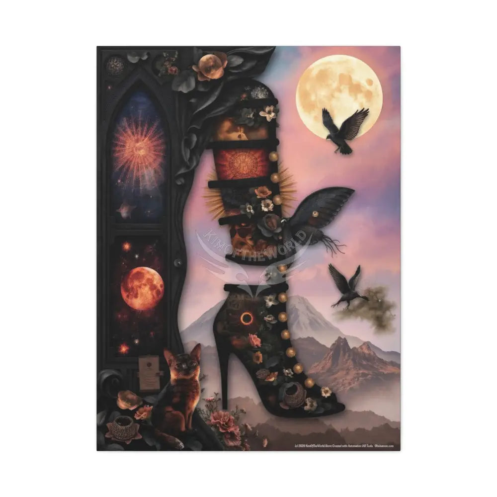 Surreal Magic Stiletto Dimensional Canvas Art — 3D Portal Shoe Lover’s Wall Decor 30’’ x 40’’ (Vertical) / 1.25’’ Canvas