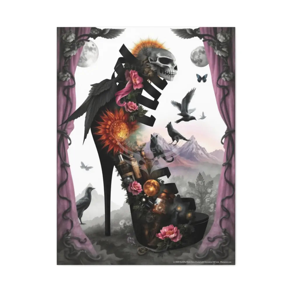 Surreal Magic Stiletto Dimensional Canvas Art — 3D Portal Shoe Lover’s Wall Decor 30’’ x 40’’ (Vertical) / 1.25’’ Canvas