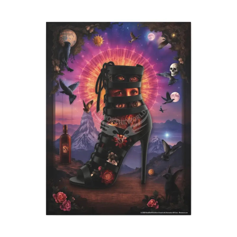 Surreal Magic Stiletto Dimensional Canvas Art — 3D Portal Shoe Lover’s Wall Decor 30’’ x 40’’ (Vertical) / 1.25’’ Canvas