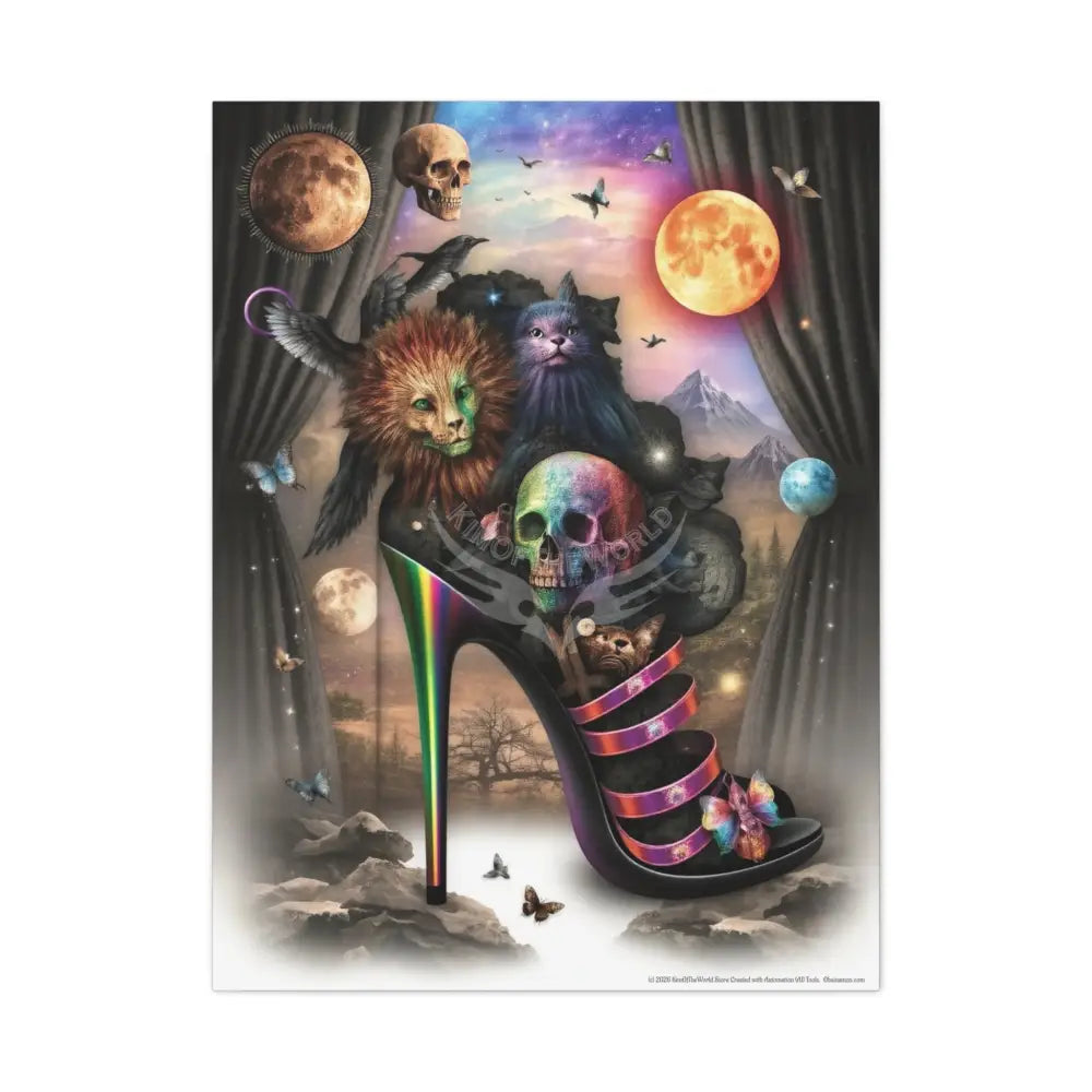 Surreal Magic Stiletto Dimensional Canvas Art — 3D Portal Shoe Lover’s Wall Decor 30’’ x 40’’ (Vertical) / 1.25’’ Canvas
