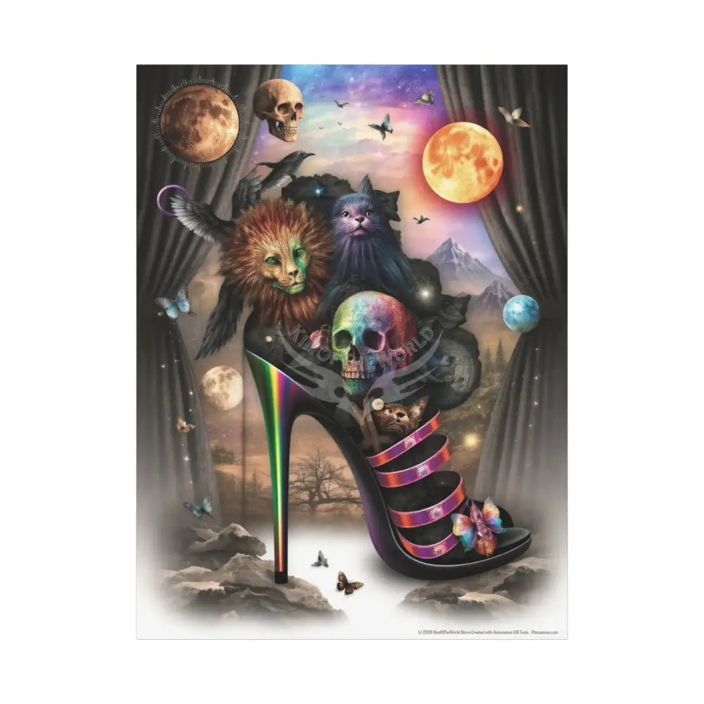 Surreal Magic Stiletto Dimensional Canvas Art — 3D Portal Shoe Lover’s Wall Decor 36’’ x 48’’ (Vertical) / 1.25’’ Canvas