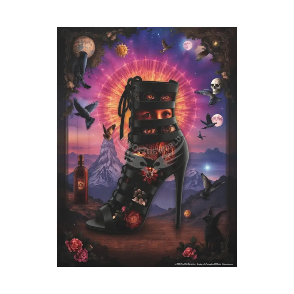 Surreal Magic Stiletto Dimensional Canvas Art — 3D Portal Shoe Lover’s Wall Decor 36’’ x 48’’ (Vertical) / 1.25’’ Canvas