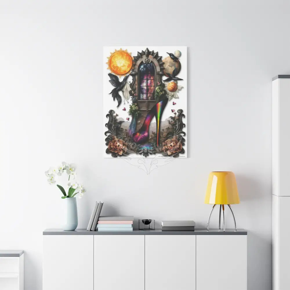 Surreal Magic Stiletto Dimensional Canvas Art — 3D Portal Shoe Lover’s Wall Decor Canvas