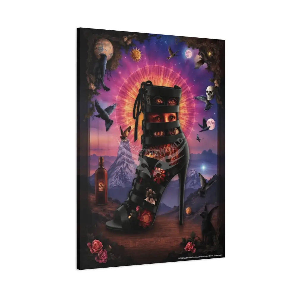 Surreal Magic Stiletto Dimensional Canvas Art — 3D Portal Shoe Lover’s Wall Decor Canvas