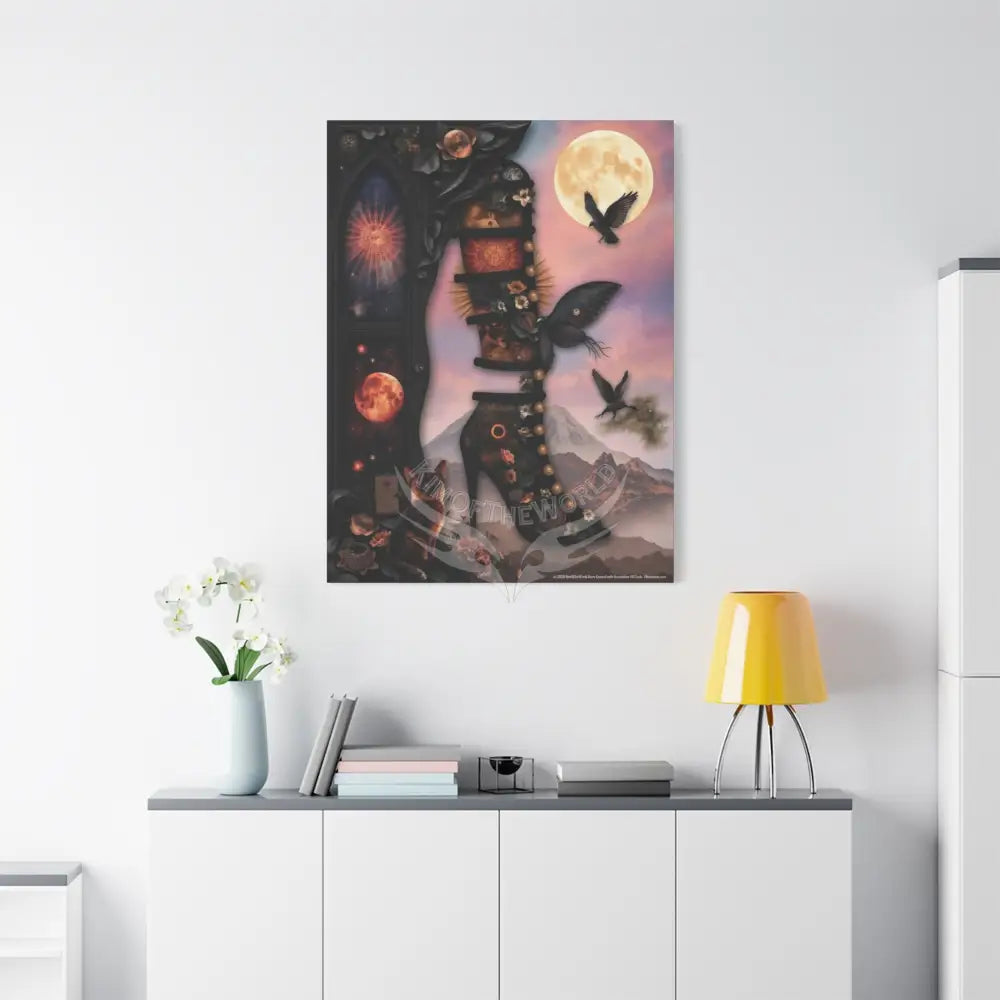 Surreal Magic Stiletto Dimensional Canvas Art — 3D Portal Shoe Lover’s Wall Decor Canvas