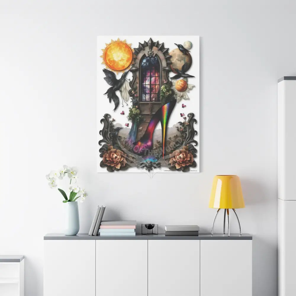 Surreal Magic Stiletto Dimensional Canvas Art — 3D Portal Shoe Lover’s Wall Decor Canvas