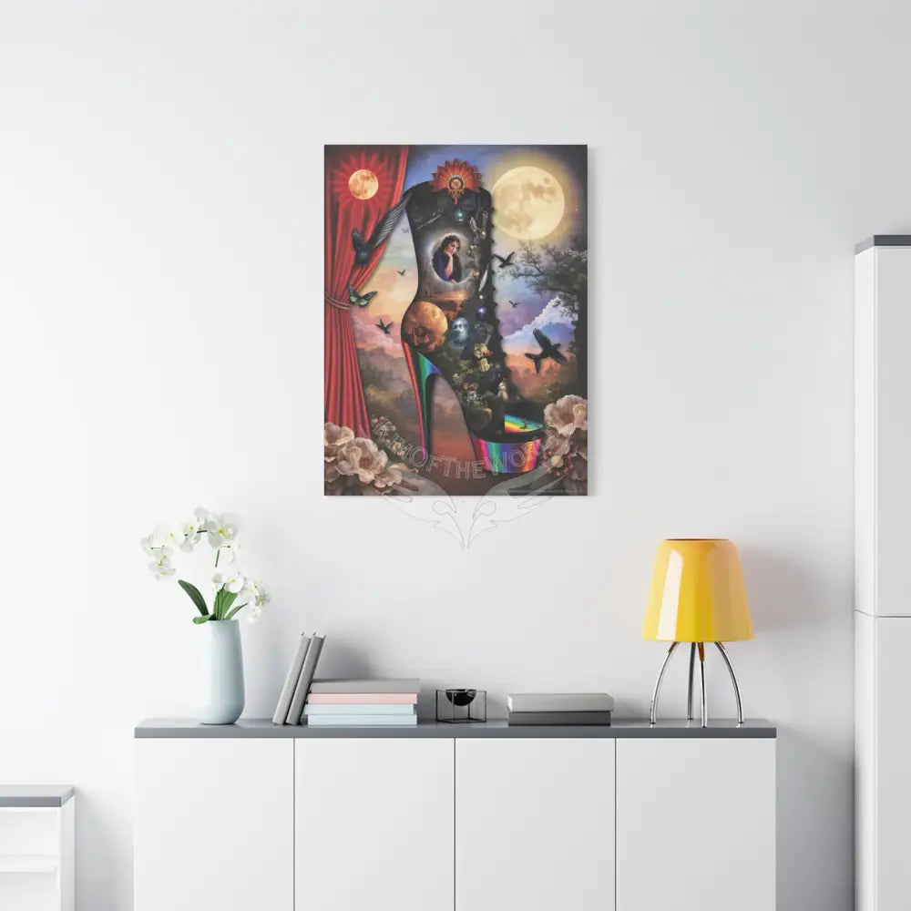 Surreal Magic Stiletto Dimensional Canvas Art — 3D Portal Shoe Lover’s Wall Decor Canvas