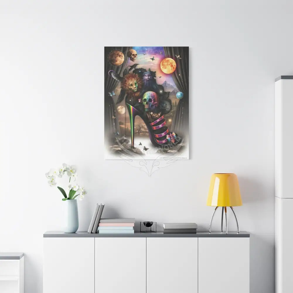 Surreal Magic Stiletto Dimensional Canvas Art — 3D Portal Shoe Lover’s Wall Decor Canvas
