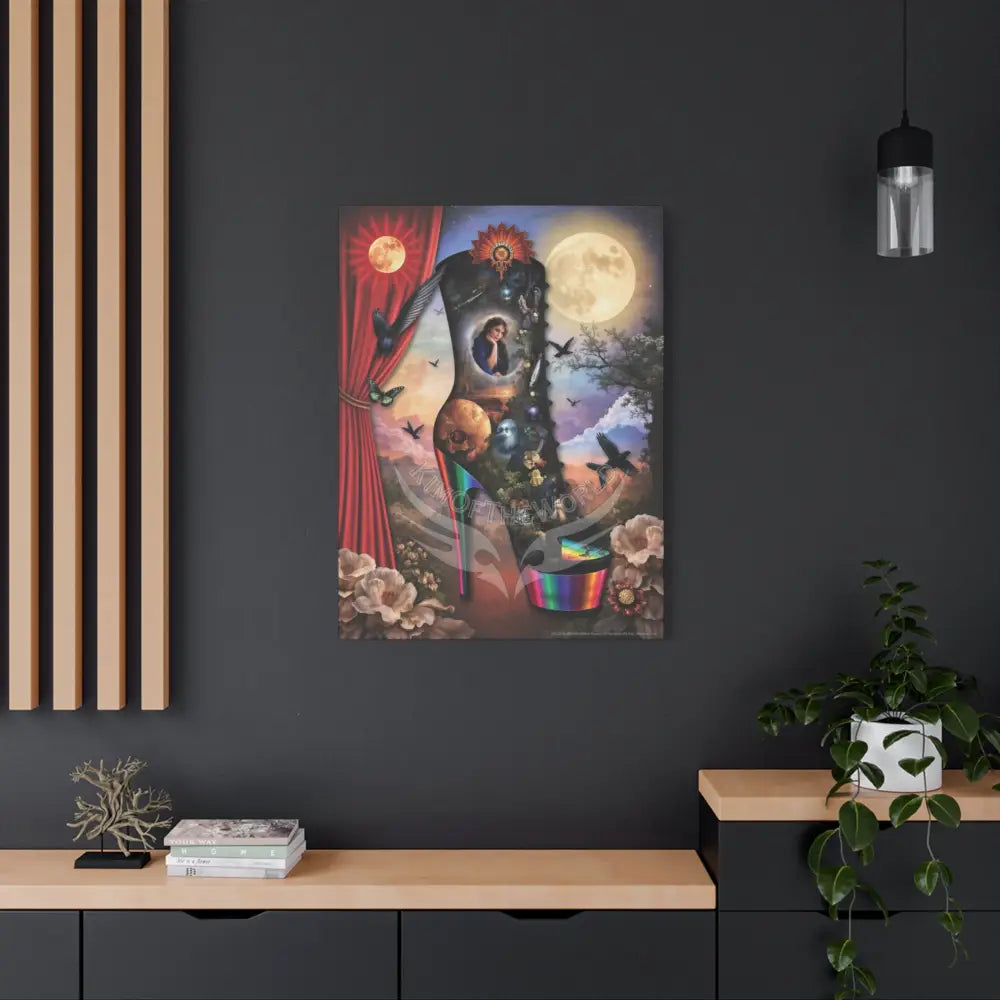 Surreal Magic Stiletto Dimensional Canvas Art — 3D Portal Shoe Lover’s Wall Decor Canvas