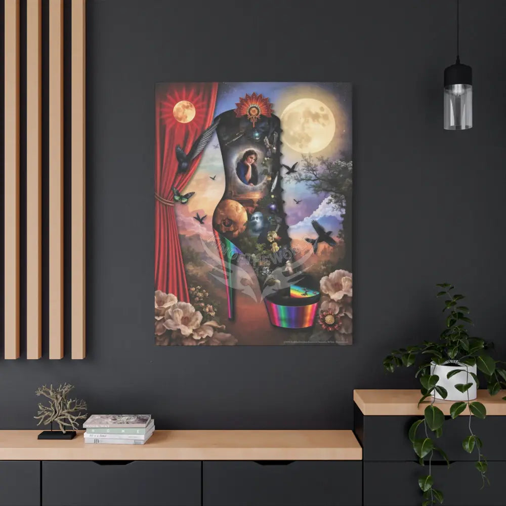Surreal Magic Stiletto Dimensional Canvas Art — 3D Portal Shoe Lover’s Wall Decor Canvas