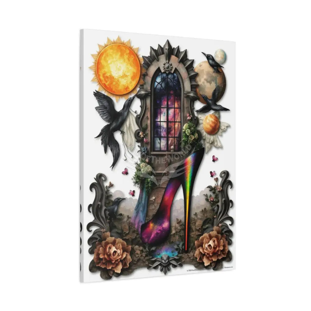 Surreal Magic Stiletto Dimensional Canvas Art — 3D Portal Shoe Lover’s Wall Decor Canvas