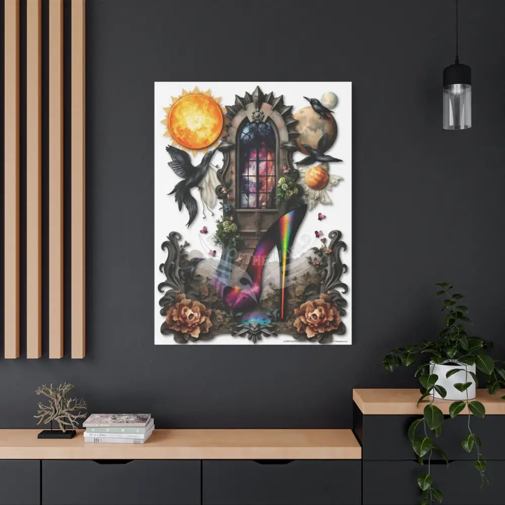 Surreal Magic Stiletto Dimensional Canvas Art — 3D Portal Shoe Lover’s Wall Decor Canvas