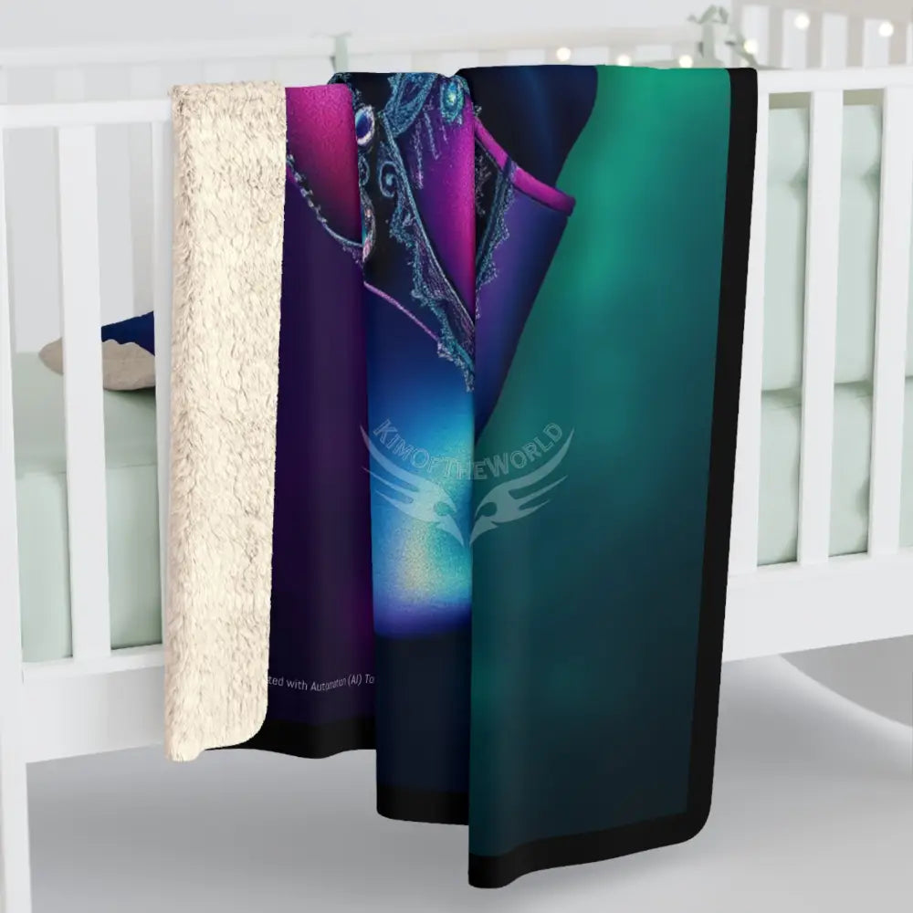 Surreal Moonlit Giant Lady Form Sherpa Fleece Blanket — Dreamy Ocean Night Cozy Throw Home Decor