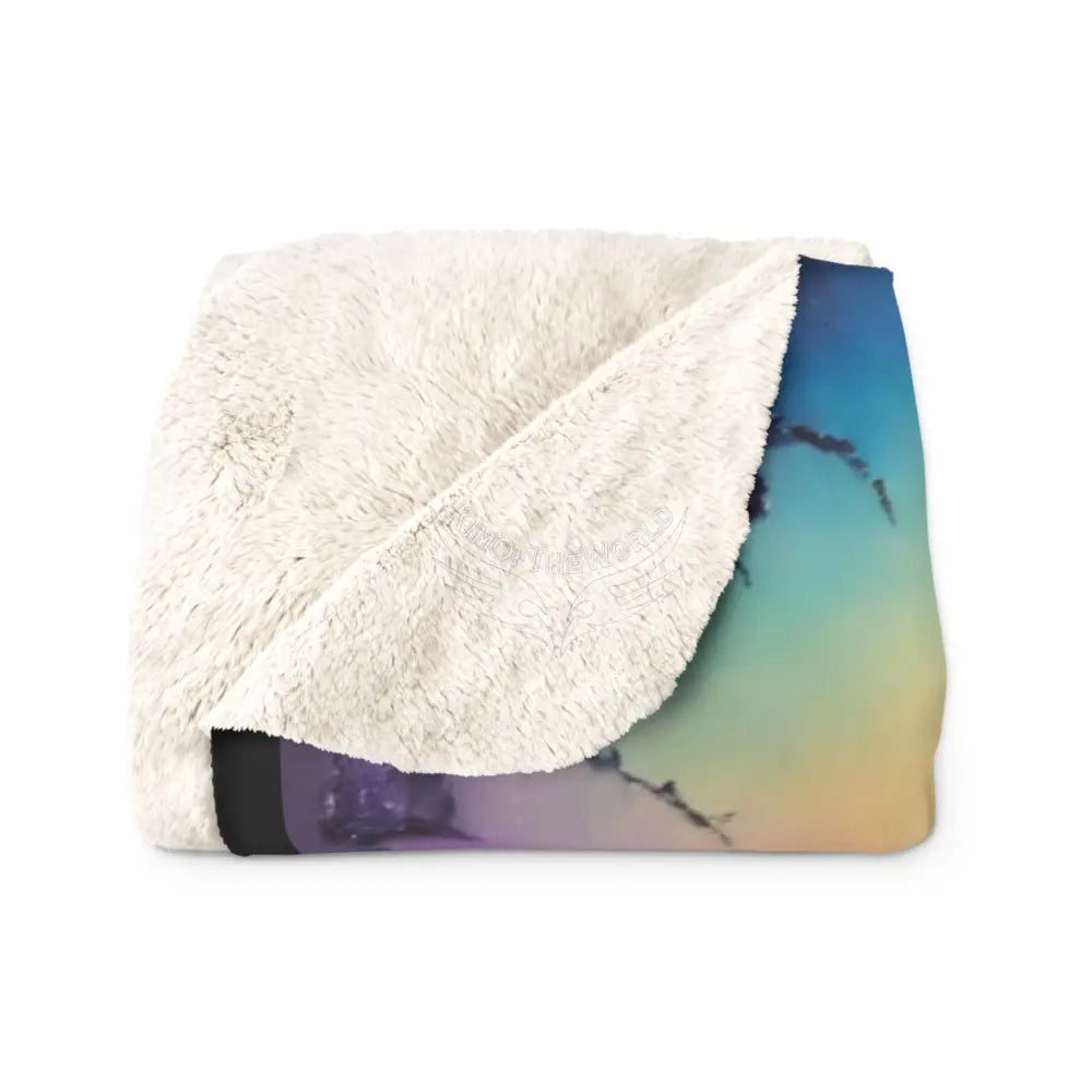Surreal Moonlit Globe Sherpa Fleece Blanket — Dreamy Ocean Night Cozy Throw Home Decor