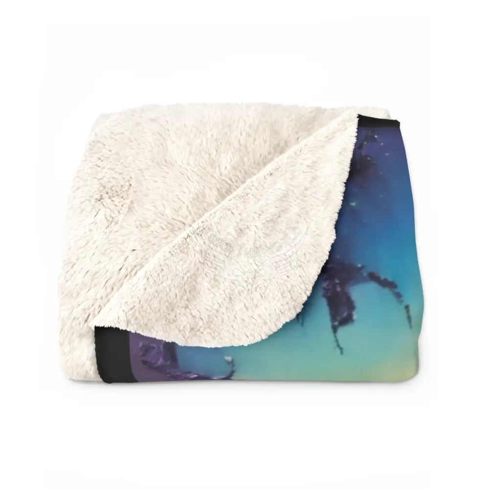 Surreal Moonlit Globe Sherpa Fleece Blanket — Dreamy Ocean Night Cozy Throw Home Decor
