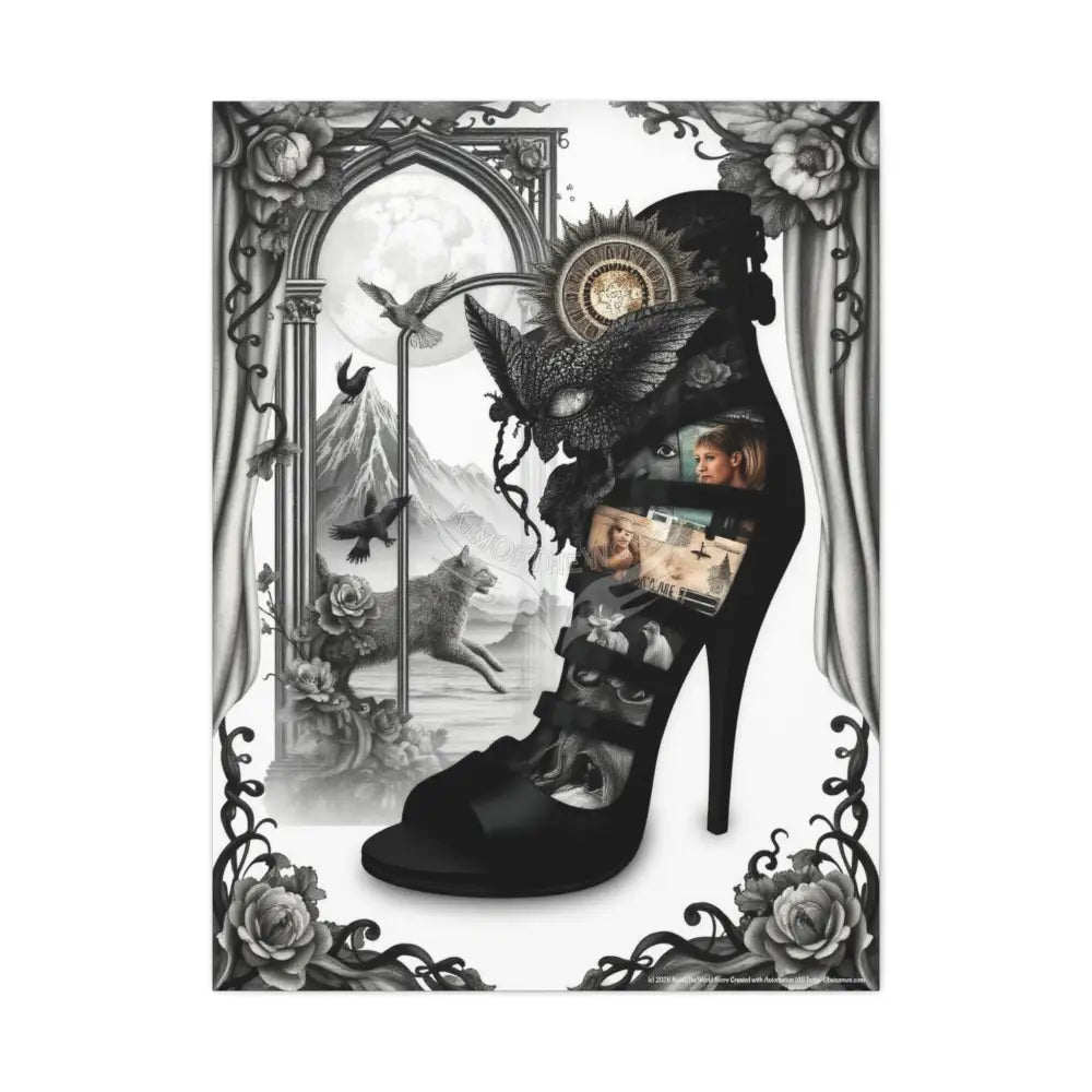 Surreal Stiletto Dimensional Canvas Art — 3D Portal Shoe Lover’s Wall Decor 30’’ x 40’’ (Vertical) / 1.25’’ Canvas