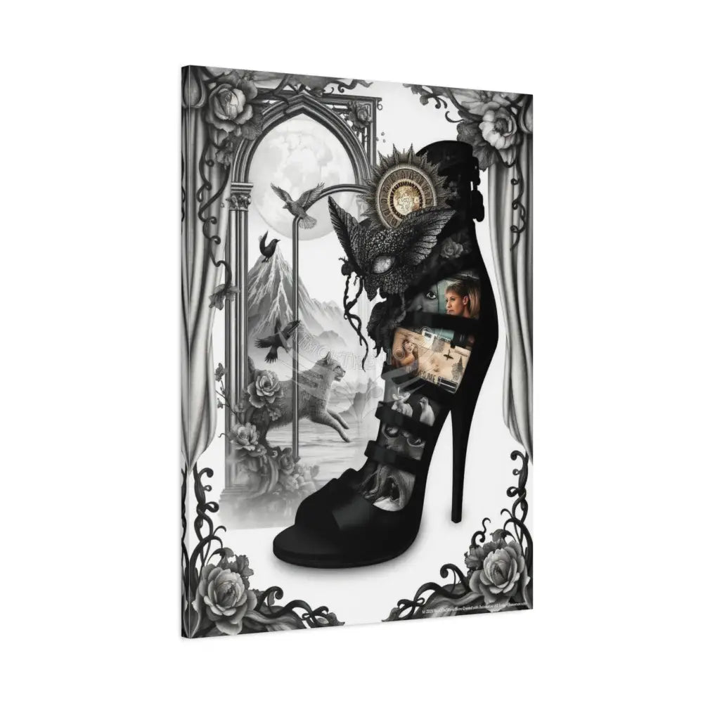 Surreal Stiletto Dimensional Canvas Art — 3D Portal Shoe Lover’s Wall Decor Canvas