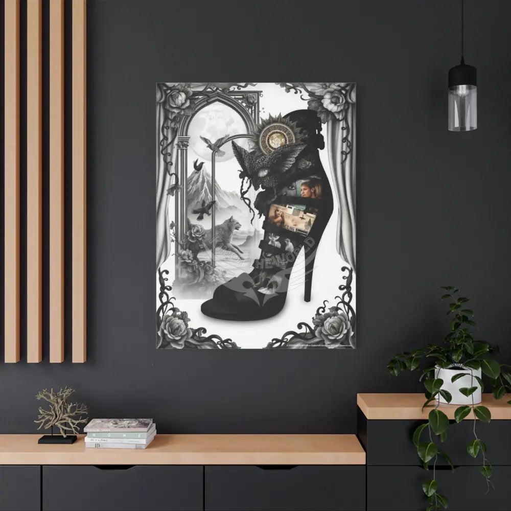 Surreal Stiletto Dimensional Canvas Art — 3D Portal Shoe Lover’s Wall Decor Canvas