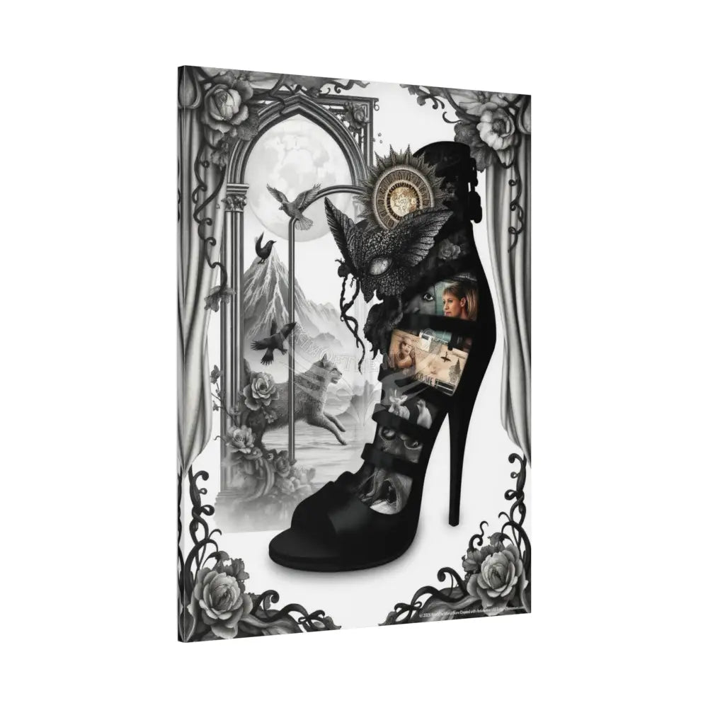 Surreal Stiletto Dimensional Canvas Art — 3D Portal Shoe Lover’s Wall Decor Canvas