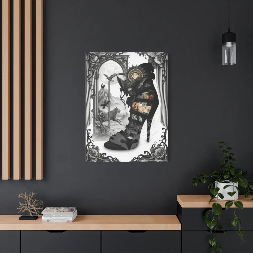 Surreal Stiletto Dimensional Canvas Art — 3D Portal Shoe Lover’s Wall Decor Canvas